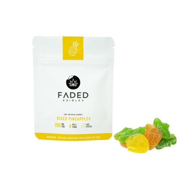 Faded Edibles – CBD 150mg Diced Pineapples | Buy Cheap Weed Canada