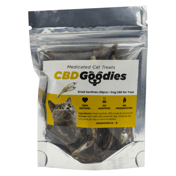 CBD Goodies – Medicated Cat Treats – Dried Sardines – 100mg CBD | Buy Cheap Weed Canada