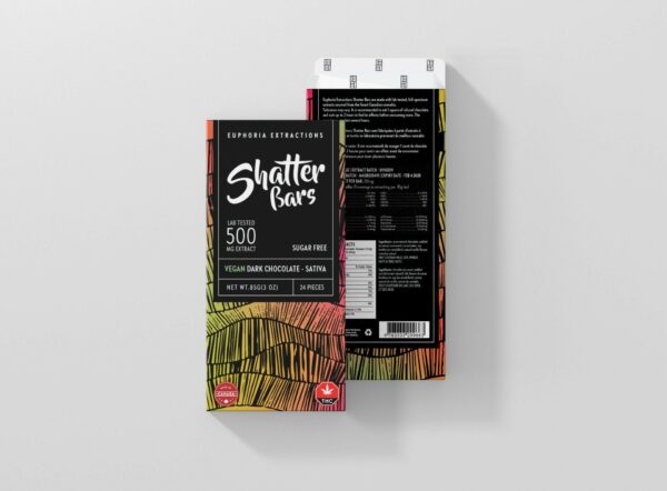 Euphoria Extractions – Shatter Bars – Vegan Dark Chocolate (Sugar Free) – Sativa – 500mg THC | Buy Cheap Weed Canada