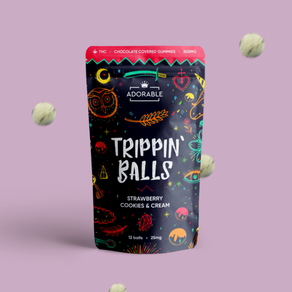 Adorable – Trippin’ Balls – Strawberry Cookies & Cream – 300mg | Buy Cheap Weed Canada