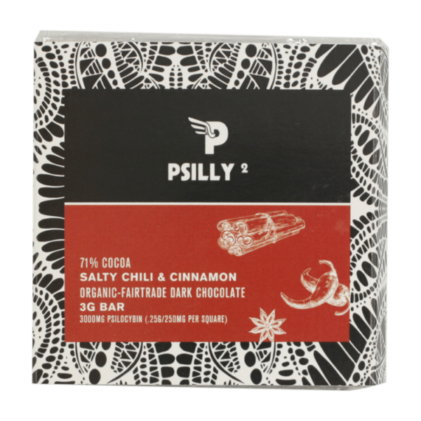 Psilly – Dark Chocolate Bar – Salty Chili & Cinnamon | Buy Cheap Weed Canada