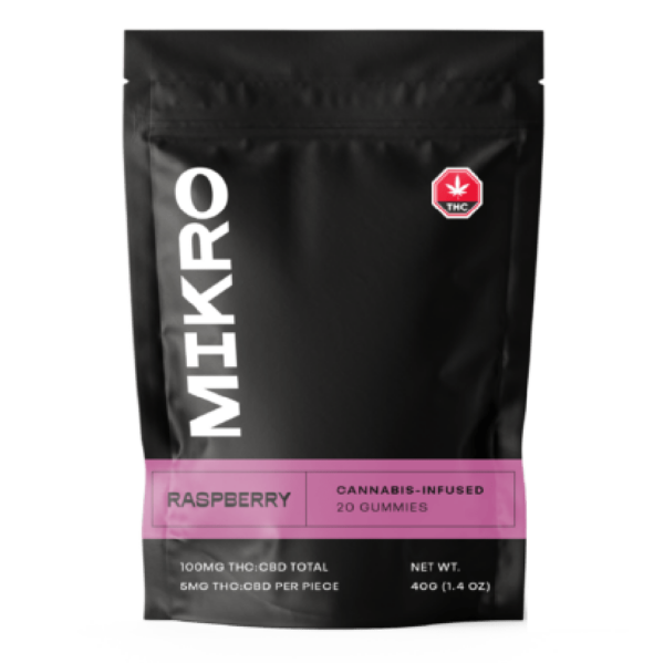 Mikro – 1:1 THC/CBD Gummies – 100mg – Raspberry | Buy Cheap Weed Canada