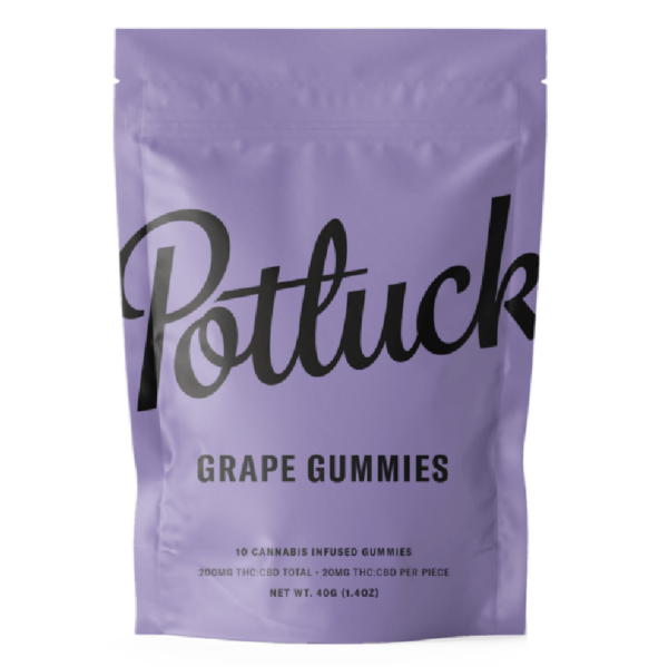 Potluck Extracts – Grape Gummies (1:1) – 100mg THC / 100mg CBD | Buy Cheap Weed Canada