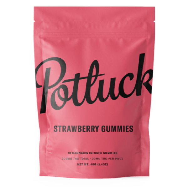 Potluck Extracts – Strawberry Gummies – 200mg THC | Buy Cheap Weed Canada