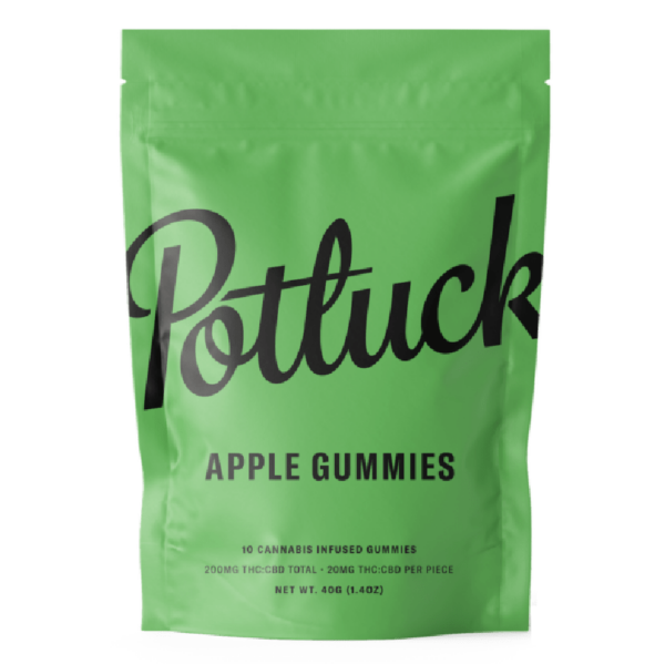 Potluck Extracts – Apple Gummies (1:1) – 100mg THC / 100mg CBD | Buy Cheap Weed Canada